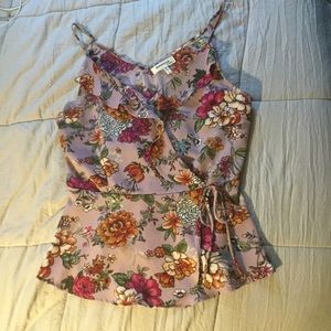 Purple floral peplum top